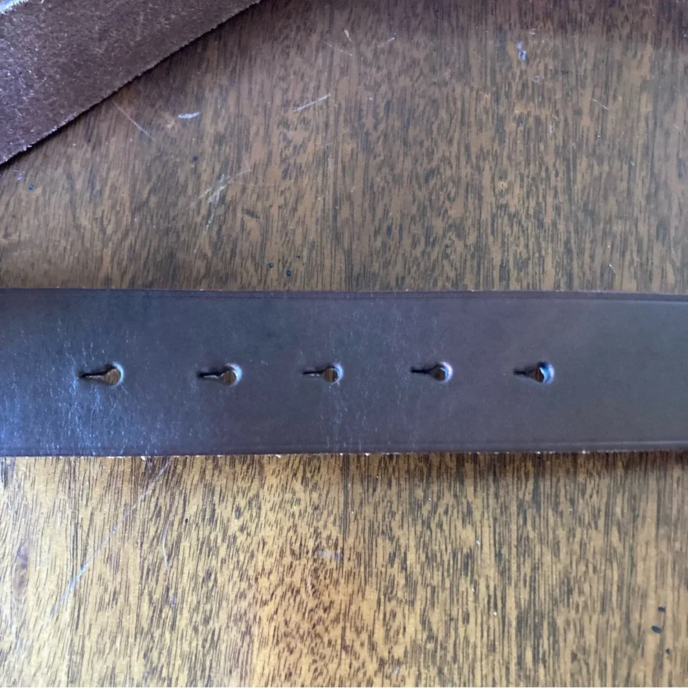 POLO RALPH LAUREN Equestrian Brown Leather Brass Buckle Belt - Picture 7 of 12